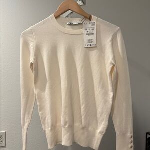 Zara Off-White Knit Top